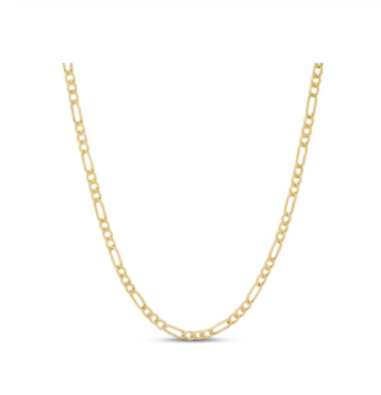 Figaro Chain Hollow 14K Yellow Gold 22