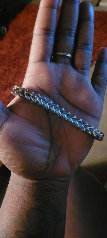 Pure Luxe Jewelry Men's 8.5" Stainless Steel 8mm Round Franco Chain Bracelet – Silver, High Polish, With Box