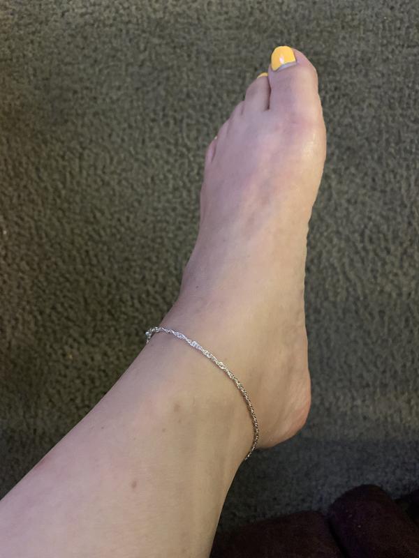 Singapore Anklet Solid Sterling Silver 9"