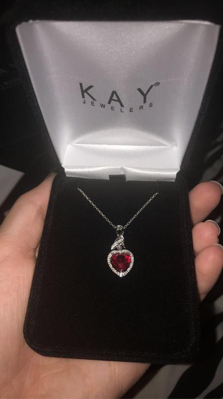 Lab-Created Ruby Necklace 1/20 ct tw Diamonds Sterling Silver | Kay