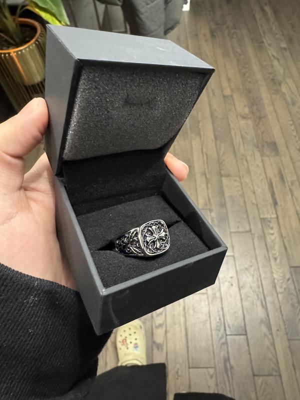 Men's Antique-Finish Fleur-De-Lis Cross Ring Stainless Steel | Kay