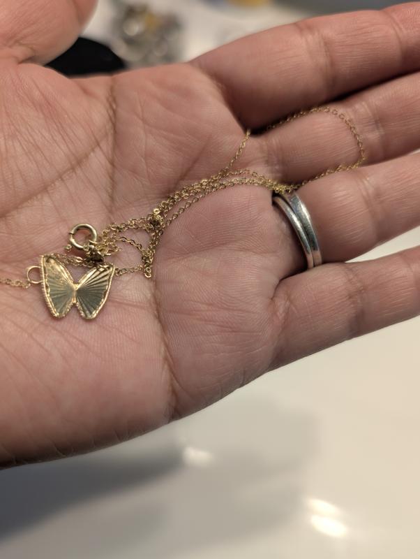 Diamond-cut Butterfly Necklace 10K Yellow Gold 18"