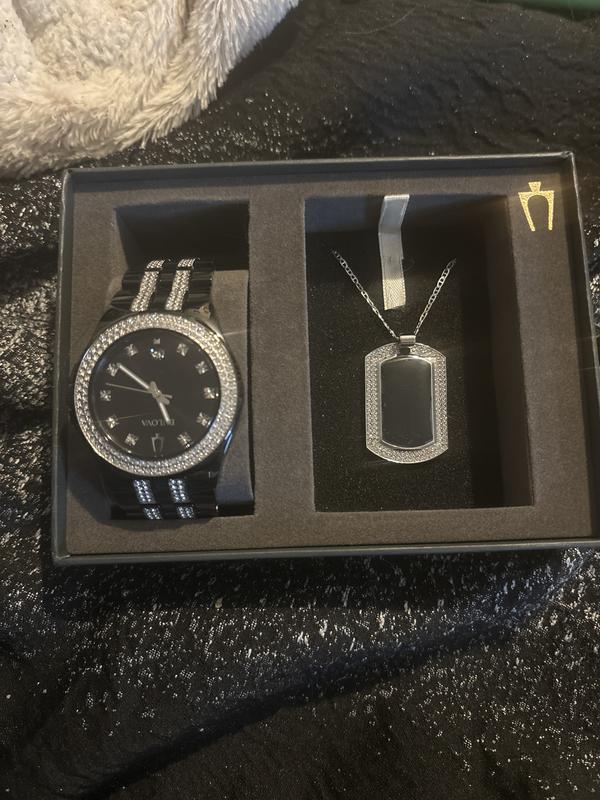 Bulova Men s Black IP Watch Dog Tag Boxed Set 98K101 Kay