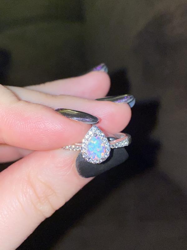 Lab-Created Opal & White Lab-Created Sapphire Ring Sterling Silver | Kay