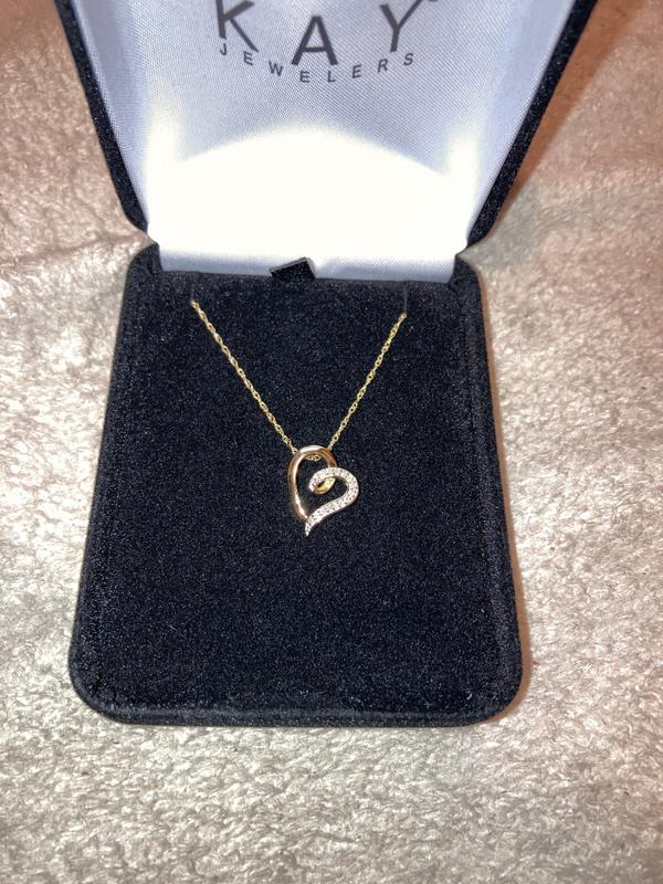 Diamond Heart Necklace 1/20 ct tw Round-cut 10K Yellow Gold | Kay