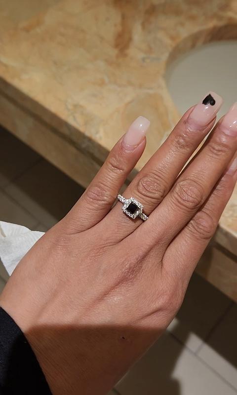 Princess-Cut Black Diamond & Round-Cut White Diamond Engagement 