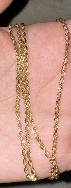 Kooljewelry Real 14k Yellow Gold Rope Chain Pendant Necklace For Women (0.7 Mm 0.9 Mm 1 Mm 1.3 Mm Or 1.5 Mm)(tama%c3%b1o:24 Inch)