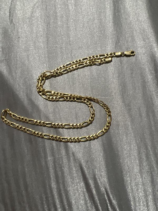 Hollow Figaro Chain Necklace 14K Yellow Gold 18