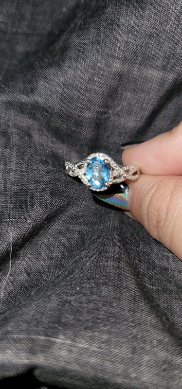 Blue Topaz Ring Diamond Accents Sterling Silver | Kay