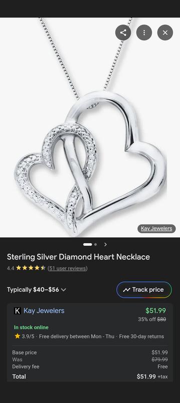 Diamond Accent Heart Necklace Sterling Silver 18