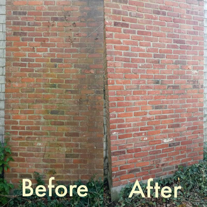 Before and After Cleaning Exterior Chimney