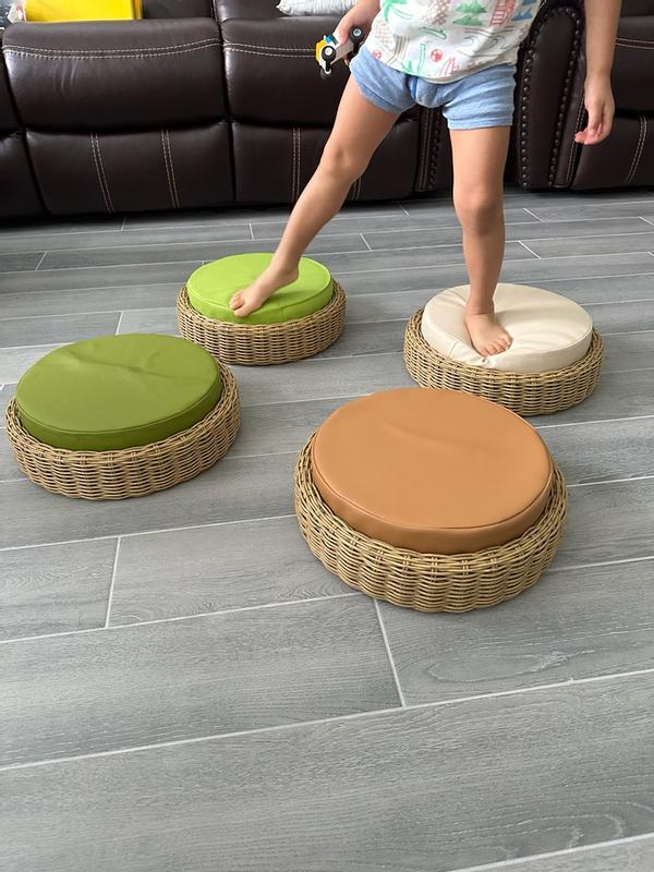 Washable Wicker Seating Poufs Set of