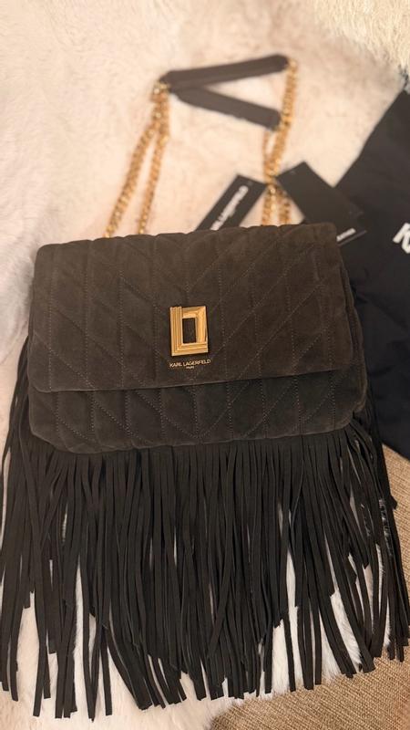 Customer photo for "Beautiful Suede Bag With a Fun, Trendy Touch"