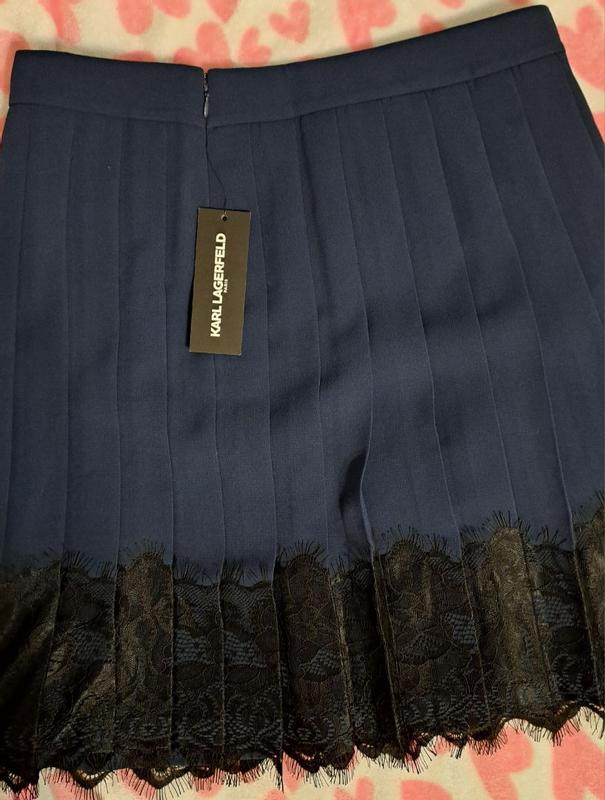 KARL LAGERFELD PARIS Women's Pleated Lace-Trim Mini Skirt - Macy's