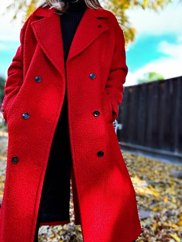 コート KARL LAGERFELD Women Trench Coats A1W15024034 Red KARL LAGERFELD PARIS Women's Double-Breasted Overcoat