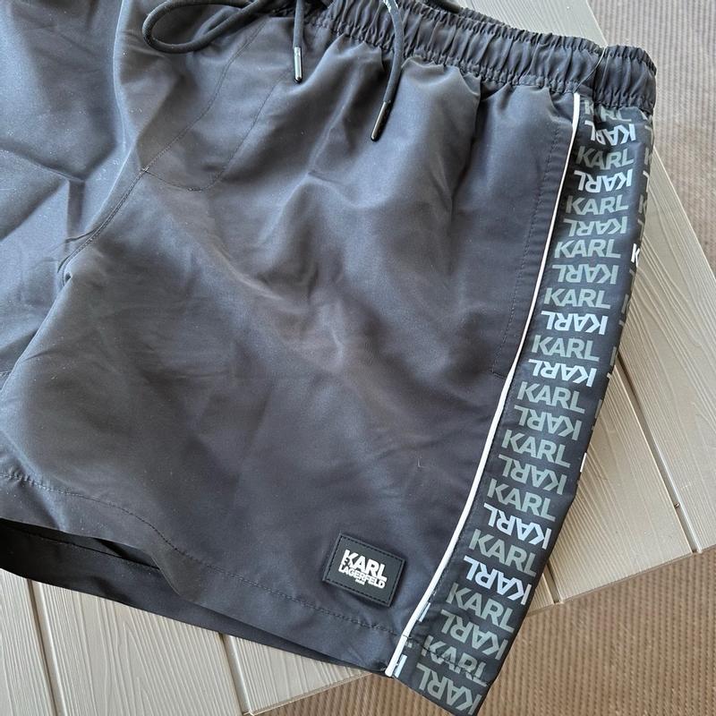Karl Lagerfeld Black Polyester Men's Swim Trunk main image 1