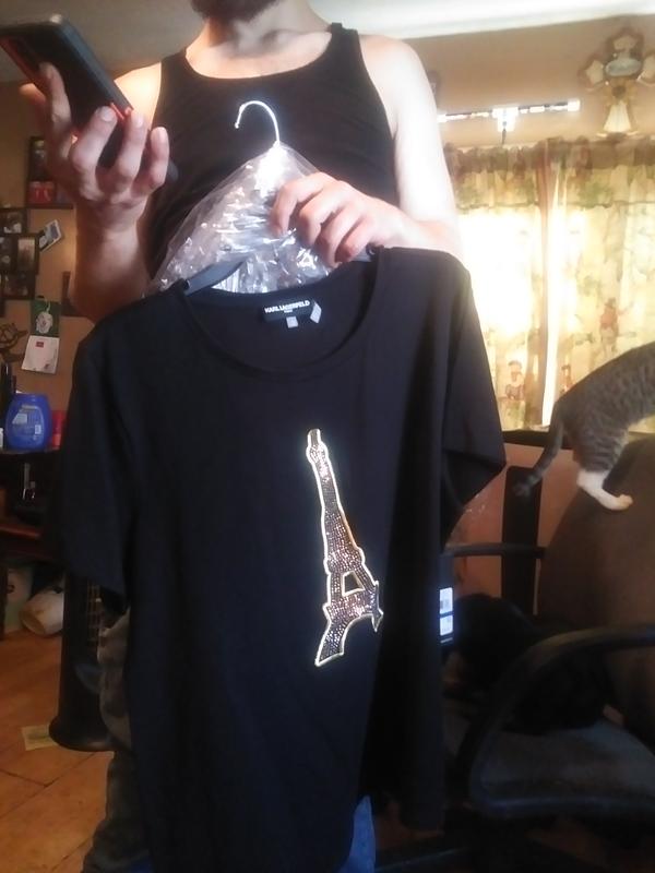 売れ筋商品|||カールラガーフェルド カットソー トップス レディース Plus Size Embellished Eiffel Tower Tee, Exclusively at Macy's Black Blue KARL LAGERFELD PARIS Plus Size Embellished Eiffel Tower T