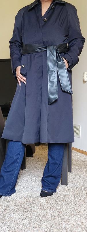 Customer photo for "It's a gorgeous trench that isn't boxy like most"
