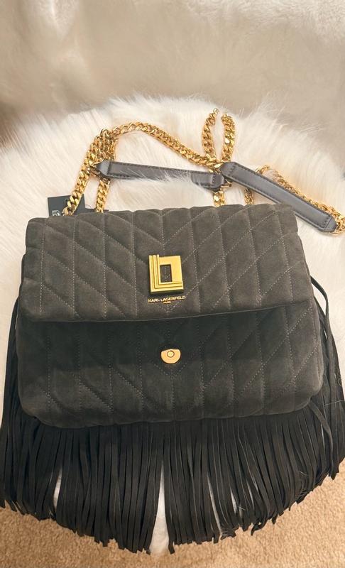 Customer photo for "Beautiful Suede Bag With a Fun, Trendy Touch"