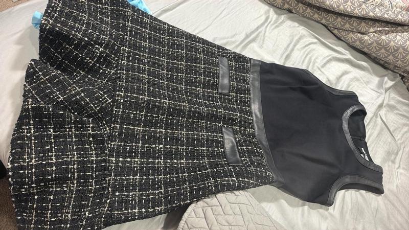 Customer photo for "Elegant black and gold sheath dress"
