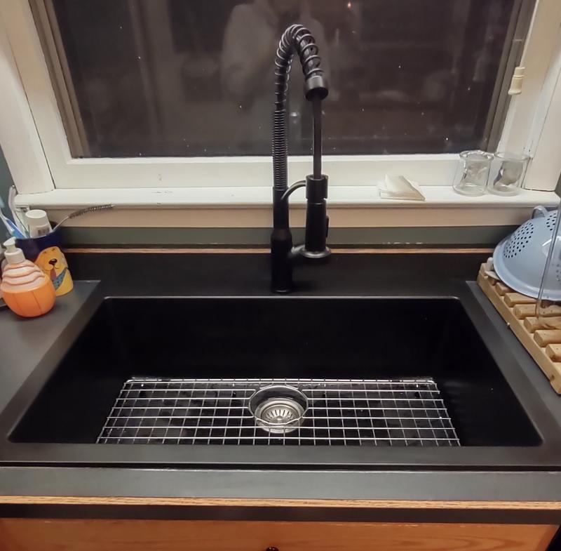Karran Quartz 33 in. Large Single Bowl Drop-In Kitchen Sink in Black QT-812