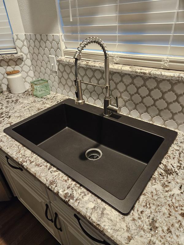 Karran QT-812 Top Mount 33 in. Large Single Bowl Quartz Kitchen