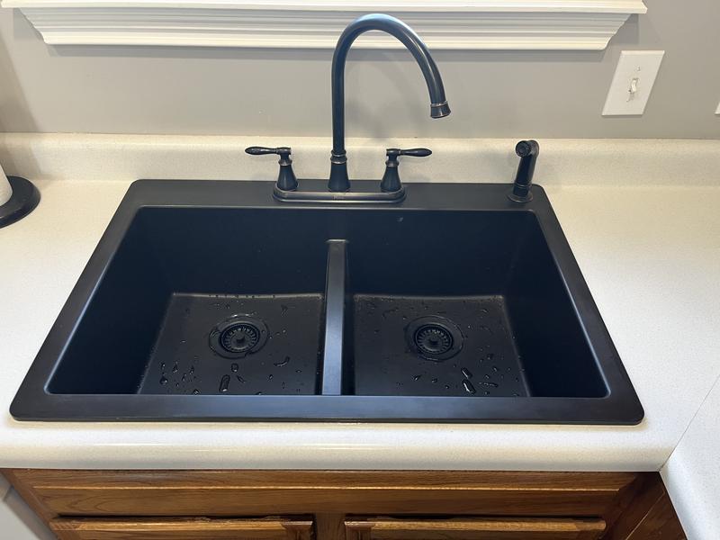 Karran USA | QT-810 33 Top Mount Double Equal Bowl Quartz Kitchen Sink