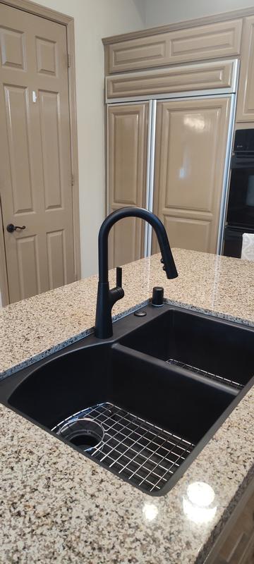 QT-610 Drop-In Quartz Composite 33 in. 1-Hole 60/40 Double Bowl