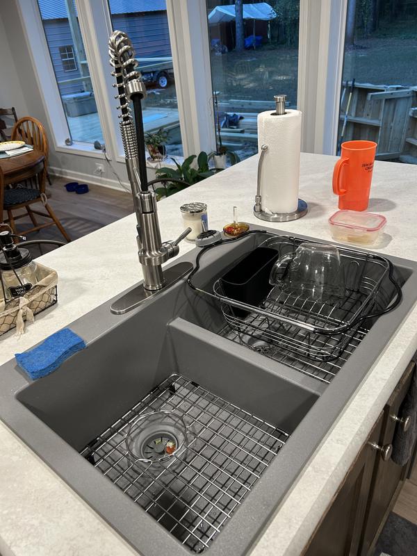 Karran USA | QT-711-Drop-In Quartz Composite 33 inch 60/40 Double