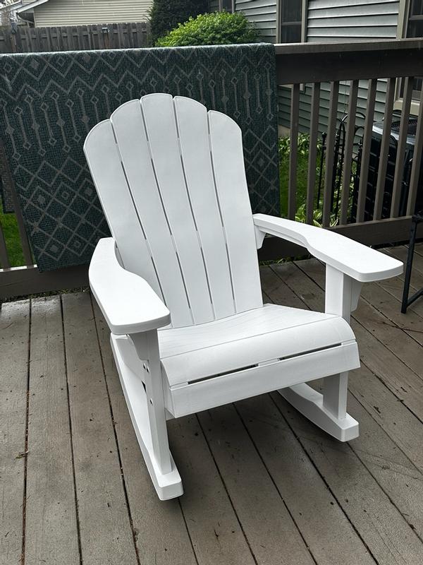 Keter Everest White Resin Frame Adirondack Chair with Solid Seat