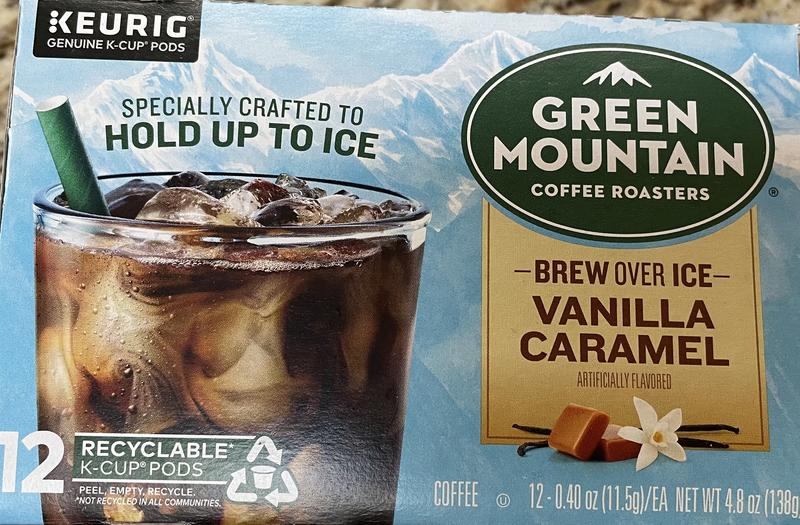 Green Mountain Coffee Roasters Brew Over Ice Vanilla Caramel, Single Serve  Keurig K-Cup Pods, Flavored Iced Coffee, 12 Count