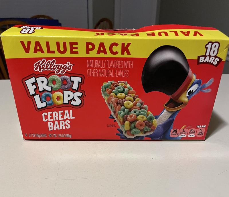 Kellogg's Froot Loops Original Chewy Cereal Bars, Ready-to-Eat, 12.6 oz, 18  Count