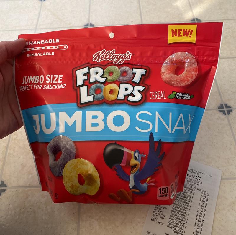 Kellogg's Jumbo Snax Froot Loops Original Cereal Snacks, 5.4 oz Box, 12  Count