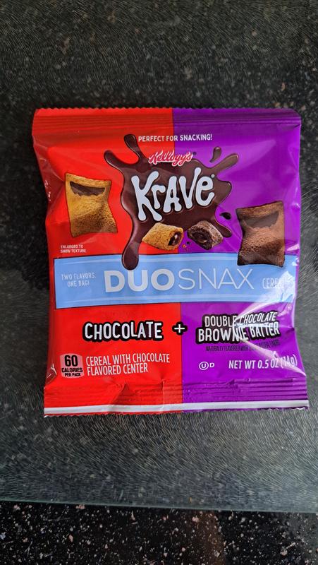 Kellogg's Krave Duo Snax Cereal Snacks Chocolate and Double Chocolate  Brownie Batter, 5 oz, 10 Count