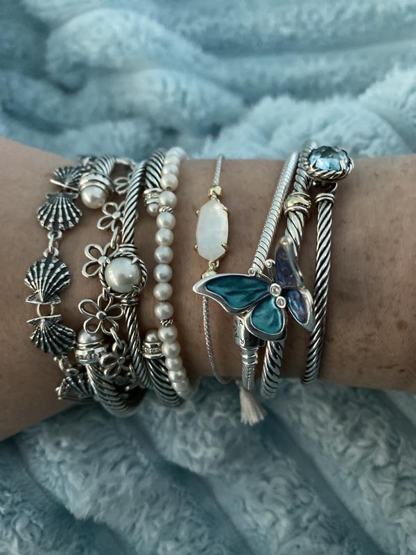 Everlyne Silver Cord Friendship Bracelet in Ivory Mother-of-Pearl