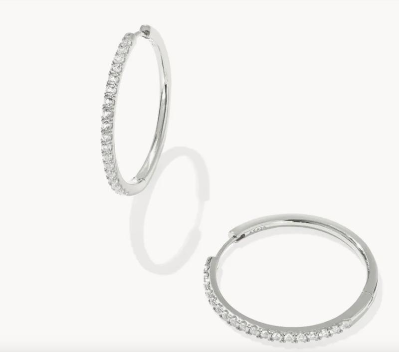 Mackenzie 18k Gold Vermeil Large Hoop Earrings in White Topaz