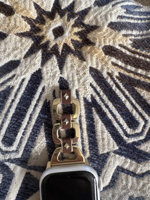 Nora Gold Tone Stainless Steel Leather Wrapped Watch Band | Kendra