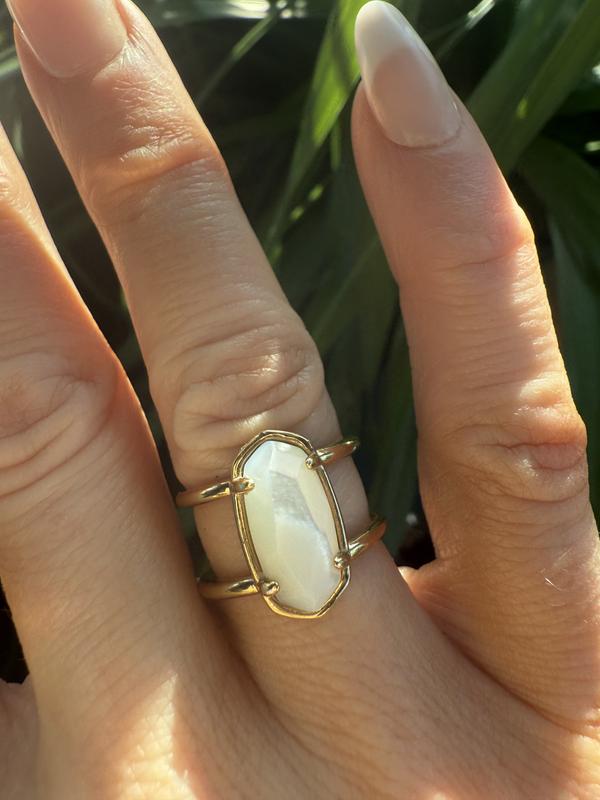 Elyse 18k Gold Vermeil Double Band Ring in Ivory Mother Of Pearl