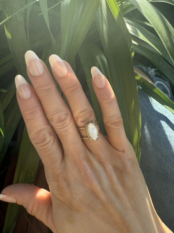 Elyse 18k Gold Vermeil Double Band Ring in Ivory Mother Of Pearl