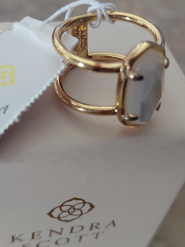 Elyse 18k Gold Vermeil Double Band Ring in White Sterling Opal