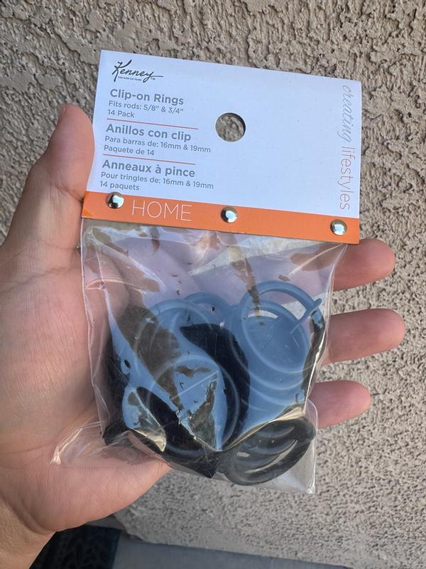 Kenney 14-Pack Black Curtain Clip Rings - 3/4" Diameter, Modern Style, Easy Clip-On 7 thumbnail image