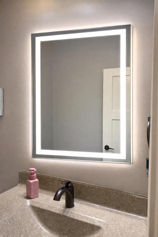 Keonjinn Lighted Mirror 40-in x 24-in Polished Frameless Rectangle ...