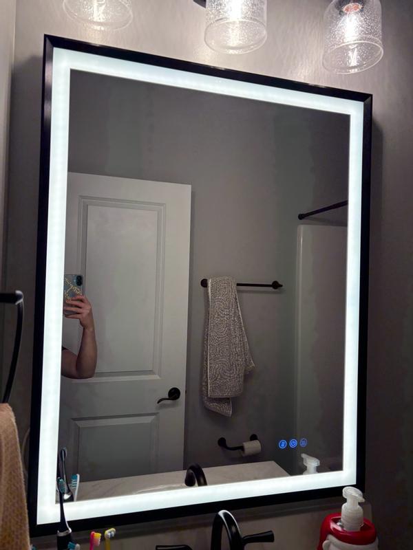 Keonjinn Backlit Bathroom LED Lighted Mirrors 72-in x 36-in Framed