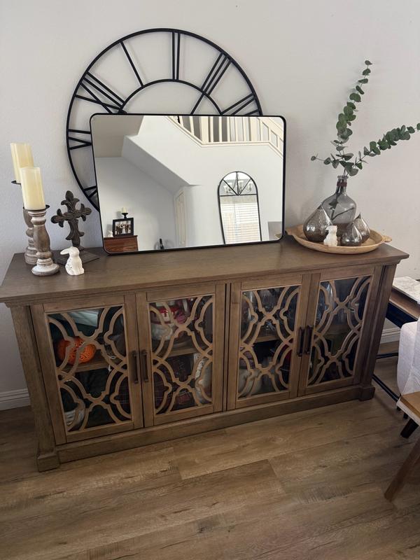 TETOTE 24x36 Inch Sliver Bathroom Vanity Mirror Tempered Glass Metal ...