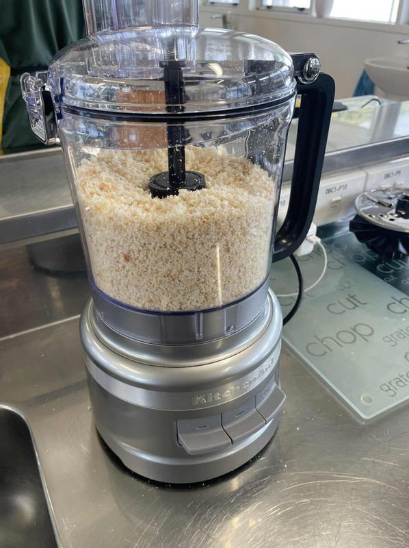 Making fresh breadcrumbs to save for later use!