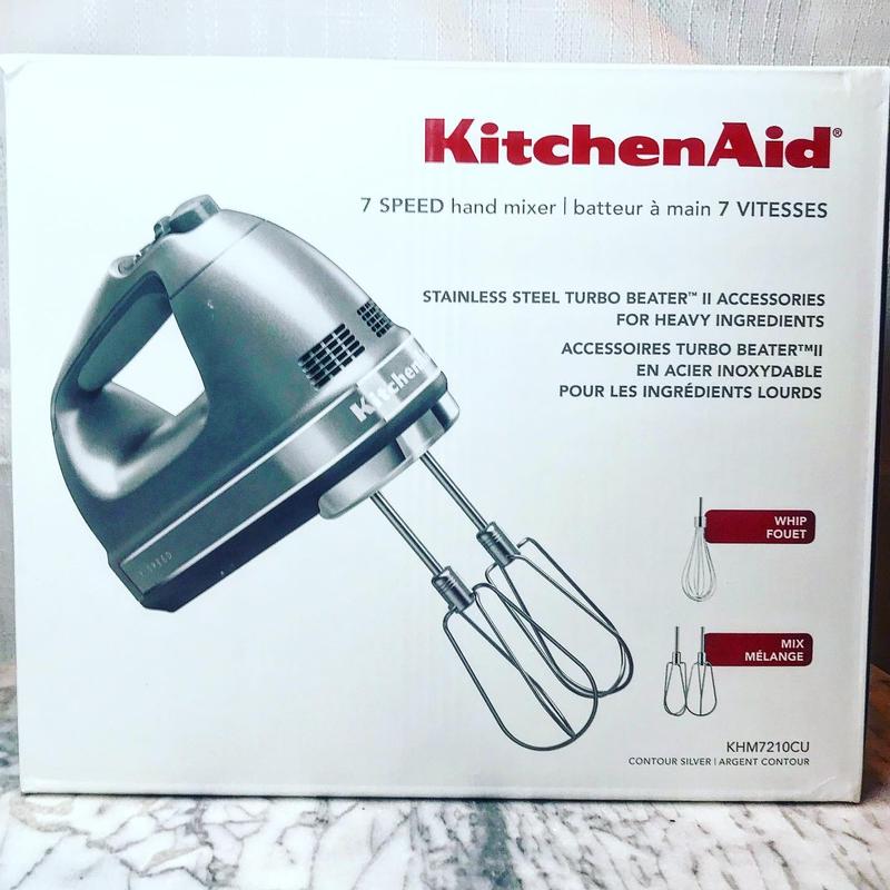 KitchenAid 6 Speed Hand Mixer w/ Edge Beaters & Whisk, Contour Silver -  20529307