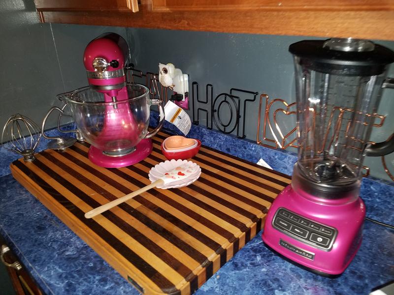 My artisan kitchenaid mixer and 60 ounce blender in the color Raspberry Ice.