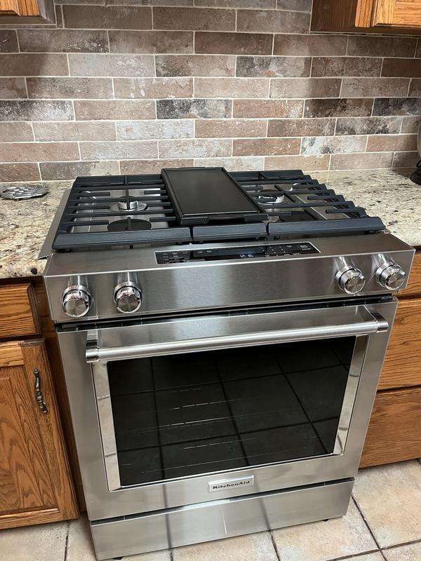 30Inch 4Burner Dual Fuel Downdraft Front Control Range KSDG950ESS