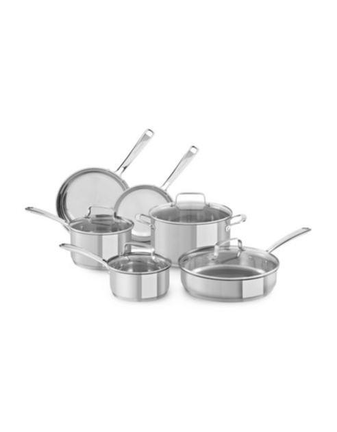 KitchenAid 14.2-in Stainless Steel Cookware Set with Lid(s) Included at