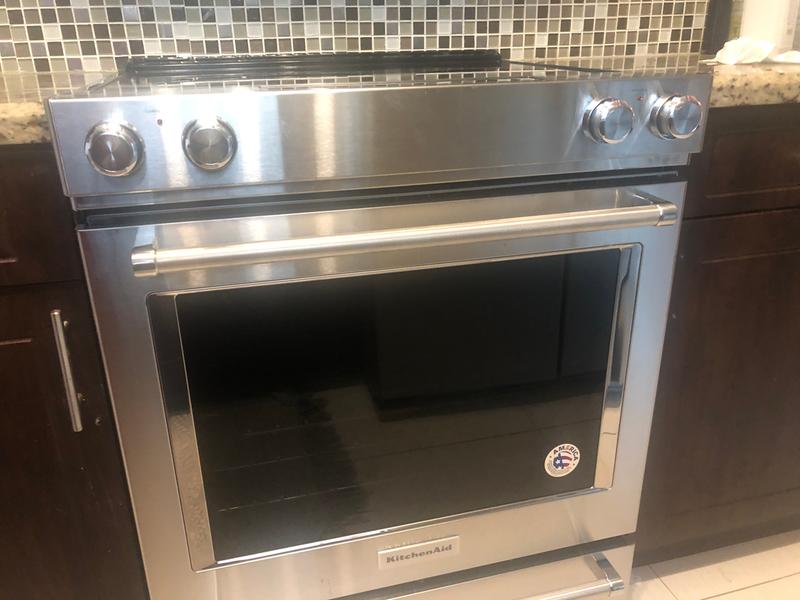 KitchenAid 6.4 cu. ft. SlideIn Electric Range in PrintShield Black